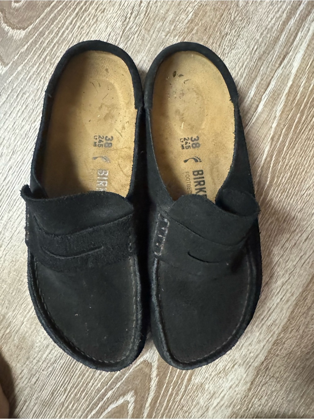 Birkenstock Black Suede Slip-On Penny Loafers